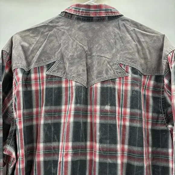 BKE Vintage Shirt Mens XL Plaid Western Pearl Snap Athletic Fit Cowboy - Picture 9 of 14